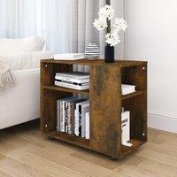 Berkfield Home Side Table Smoked Oak 70x35x55 cm Engineered Wood in Brown | Size: 70 x 35 x 55 cm