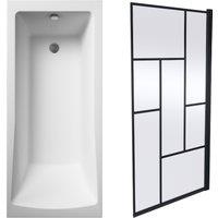 Balterley Square 1700x700 Bath with Abstract Screen & Waste in White