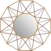 Orsina Geometric Style Wall Mirror Luxurious Antique Gold Finish Accent Mirror Round Copper Decorative Mirror