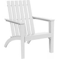 Costway Solid Acacia Wood Adirondack Chair Outdoor Patio Chair Lawn Chair in White
