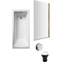 Balterley Square 1700x700 Bath Set - Leg Set, Brass Screen & Chrome Waste in White