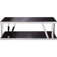 Orsina Contemporary Black Glass Coffee Table, Durable Decorative Coffee Table For Livingroom, Strong Coffee Table