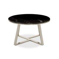 Orsina Stylish Round Coffee Table With Black Marble Top, Silver Finish Decorative Table, Spacious Coffee Table