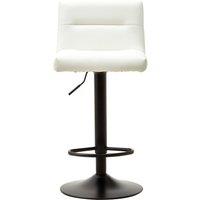 Orsina Luxurious Black Leather Effect Bar Stool, Leather Upholstered Bar Stool, Comfortable Modern Bar Stool in White