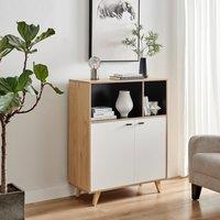 FurnitureboxUK Bisset Off-White & Wood Effect Storage Sideboard | Size: Small