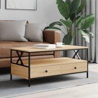 Berkfield Home Coffee Table Sonoma Oak 100x51x45 cm Engineered Wood in Brown | Size: 100 x 51 x 45 cm