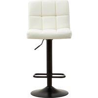 Orsina White Leather Effect Quilted Bar Stool, Quilted Design Bar Stool For Kitchen, Classic Modern Bar Stool