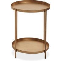 Orsina 2 Tier Gold Side Table, Geometric Design Round End Table with Metal Tops, Contemporary Bedside Table