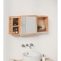 Berkfield Home Mirror Cabinet 80x17x34 cm Solid Wood Walnut in Brown | Size: 80 x 17 x 34 cm