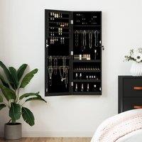 Berkfield Home Mirror Jewellery Cabinet Wall Mounted Black 37.5x10x106 cm