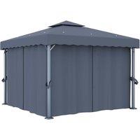 Berkfield Home Gazebo with Curtain 3x3 m Anthracite Aluminium in Black
