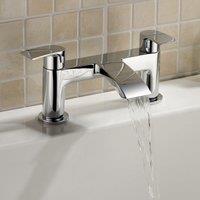 Nes Home Vigan Waterfall Basin Mono & Bath Filler Mixer Tap Chrome in Silver