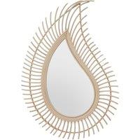 Orsina Teardrop Rattan Wall Mirror, Large Wood Wall Mirror, Mirror with Rattan Frame, Reliable Tear Mirror in Natural