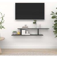 Wall-Mounted TV Shelf Black 125x18x23 cm Engineered Wood