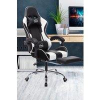Neo Foot Turbo Massage Leather Recliner PC Gaming Chair with Footrest in White