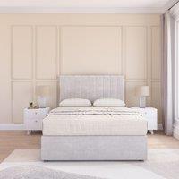 Sloomy Kansas Plush Bed Set With No Drawers Mattress & 26 Headboard in Silver | Size: Single