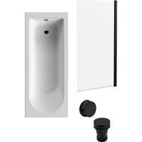 Balterley Round 1700x700 Bath Set - Leg Set & Black Screen &Black Waste in White
