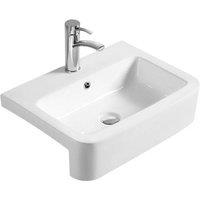Balterley Semi-Recessed Bathroom Basin, Contemporary, Soft Square, White, 570 mm in White