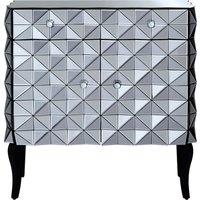 Orsina Contemporary Silver Finish Cabinet, Geometric Design Storage Cabinet For Kitchen, Sideboard Wooden Cabinet