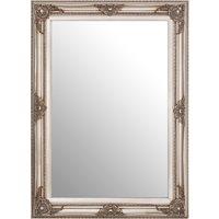 Orsina Baroque Rectangular Wall Mirror, Silver Finish Wooden Mirror With Motifs, Antique Wall Mirror, Statement Mirror in Grey