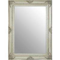 Orsina Baroque Rectangular Wall Mirror, Silver Finish Wooden Mirror With Motifs, Antique Wall Mirror, Statement Mirror