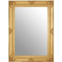Orsina Baroque Rectangular Wall Mirror, Silver Finish Wooden Mirror With Motifs, Antique Wall Mirror, Statement Mirror in Gold