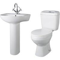 Balterley Adley Close Coupled Toilet Dual Flush Soft Close & 550mm Full Pedestal in White