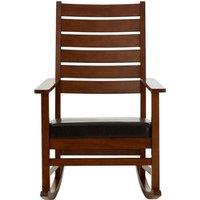 Durable Brown Leather Effect Rocking Chair, Occassional Arm Chair For Livingroom, Eco Friendly Wooden Chair