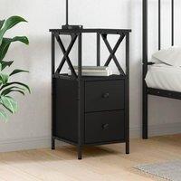 Berkfield Home Bedside Cabinet Black 34x35.5x70 cm Engineered Wood