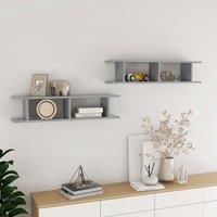 Berkfield Home Wall Shelf 2 pcs Concrete Grey 90x18x20 cm Engineered Wood | Size: 90 x 18 x 20 cm