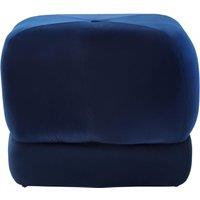 Orsina Grey Velvet Stool, Plush Round Velvet Seat on Gold Metal Legs, Compact Ottoman Footstool for Living Room in Blue