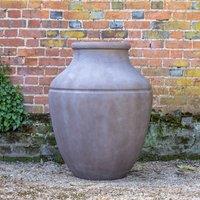 Primrose Brown Cement Round Garden Plant Vase Designed Planter 90cm in Black