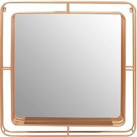 Orsina Faux Champagne Gold Foil Wall Mirror, 76cm Decorative Square Mirror With Iron Wire Frame, Luxe Accent Mirror