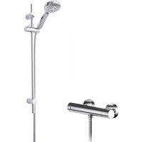 Balterley Round Bar Valve Water Saving Slide Rail Kit Shower Set Chrome in Silver