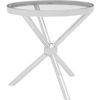 Orsina Elegant Round Silver Side Table, Durable Small Lounge Table For Tea, Stainless Steel Base Bedside Table