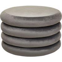 Orsina Grey Velvet Round Footstool, Round Stool with Tufted Details, Pouffee with Decorative Round Design