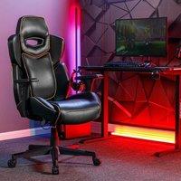 X Rocker Drogon Ergonomic PC Gaming Chair with Lumbar Support Cushion in Gold