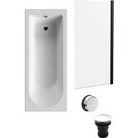 Balterley Round 1700x700 Bath Set - Leg Set, Black Screen & Chrome Waste in White
