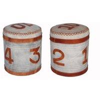 IH Design Stool Retro Canvas & Leather in Light Sand
