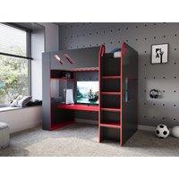 Recoil Orbit Gaming High Sleeper Bed in Black | Size: Single