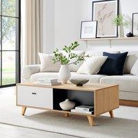 FurnitureboxUK Bisset Off-White & Wood Effect Storage Coffee Table