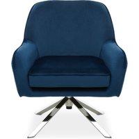Orsina Midnight Velvet Arm Chair, Luxury Velvet Upholstered Accent Chair, Comfortable Armchair for Home in Blue