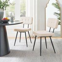 FurnitureboxUK Braxton 2x Cream Boucle Fabric Black Leg Dining Chair