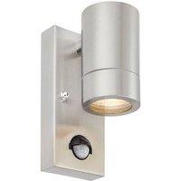 Netlighting Atlantis 1 Light Outdoor PIR Coastal Wall Light Marine Grade Brushed Stainless Steel Glass IP44 GU10 in Grey
