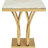 Orsina Stunning White Marble & Gold Side Table, Gold Polished Bedside Table, Square Shaped Table With Marble Top