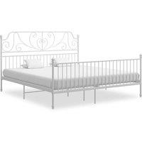 Bed Frame White Metal 180x200 cm Super King