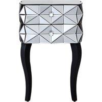 Orsina Unique 2 Drawer Bedside Table, Elegant Square Side Tables With Cut Glass Handles, Compact Lounge Sidetable in Silver