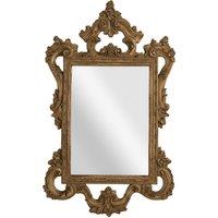 Orsina Baroque Style Antique Finish Wall Mirror, 1.36m High Mirror With Floral & Scrolled Frame, Statement Mirror in Gold