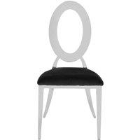 Orsina Luxe Round Back Dining Chair, Elegant Silver Armless Accent Chair, Black Velvet Upholstered Modern Chair