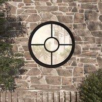 Garden Mirror Black 60x4 cm Iron Round for Outdoor Use